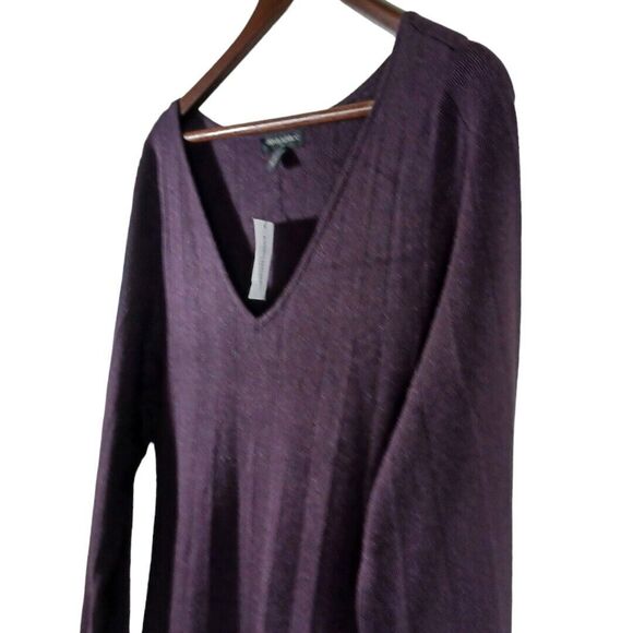 NWT Banana Republic Purple Wide Ribbed Knit Long Sleeve Slit  Sweater Dress Sz L - Picture 4 of 8